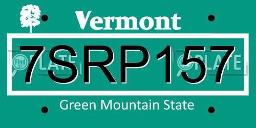 7SRP157 Vermont License Plate