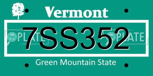 7SS352 Vermont License Plate