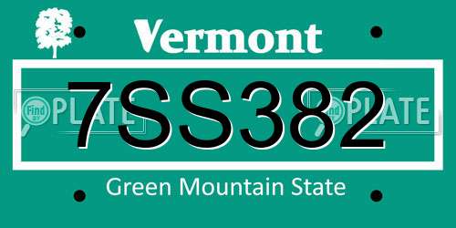 7SS382 Vermont License Plate
