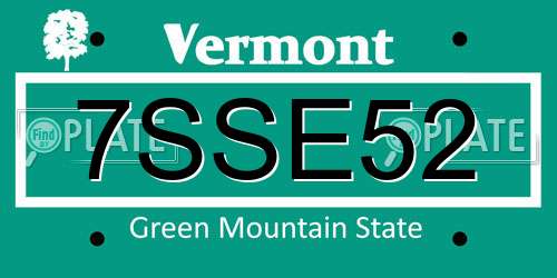 7SSE52 Vermont License Plate