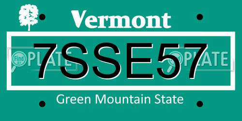 7SSE57 Vermont License Plate