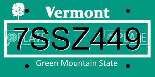 7SSZ449 Vermont License Plate