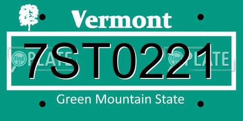 7ST0221 Vermont License Plate