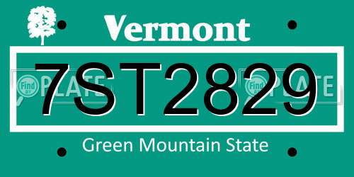 7ST2829 Vermont License Plate