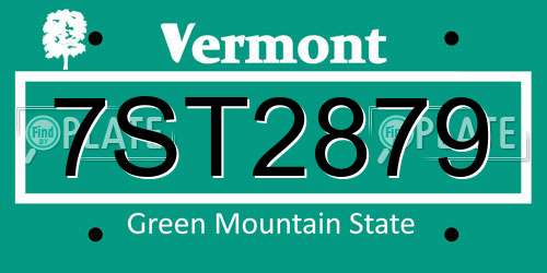 7ST2879 Vermont License Plate