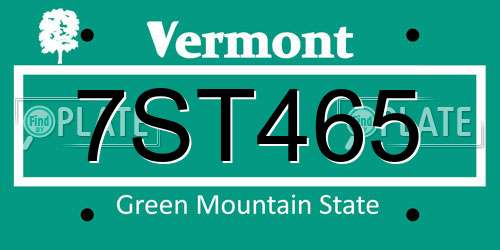 7ST465 Vermont License Plate