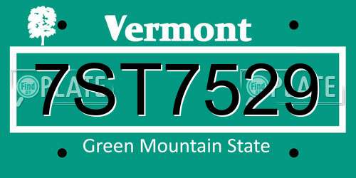 7ST7529 Vermont License Plate