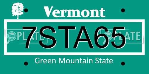 7STA65 Vermont License Plate
