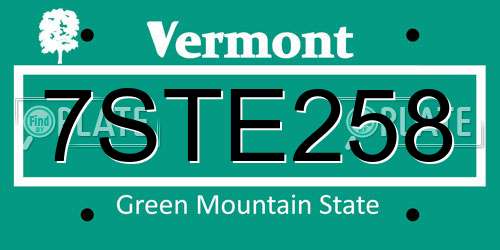 7STE258 Vermont License Plate