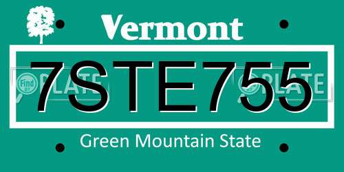 7STE755 Vermont License Plate