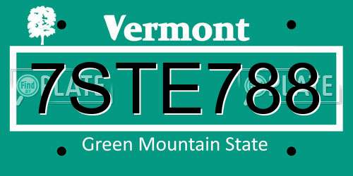 7STE788 Vermont License Plate