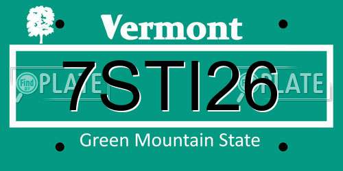 7STI26 Vermont License Plate