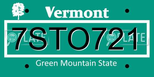 7STO721 Vermont License Plate