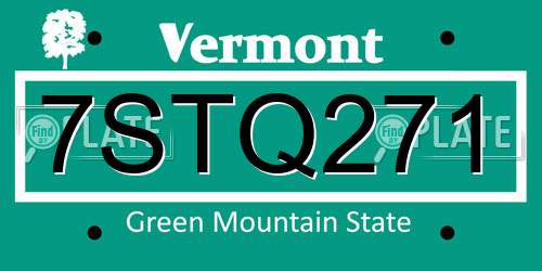 7STQ271 Vermont License Plate