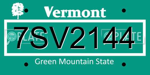 7SV2144 Vermont License Plate