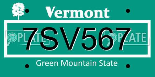 7SV567 Vermont License Plate