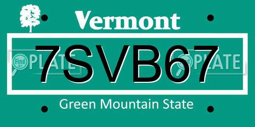 7SVB67 Vermont License Plate