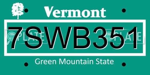 7SWB351 Vermont License Plate