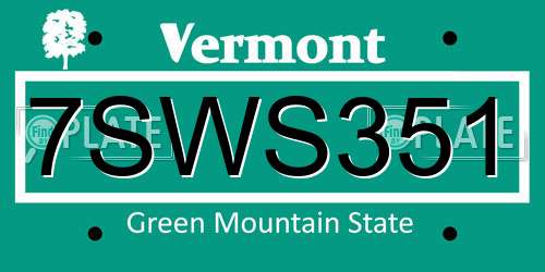 7SWS351 Vermont License Plate