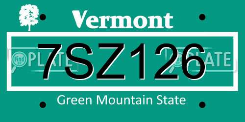 7SZ126 Vermont License Plate