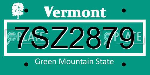 7SZ2879 Vermont License Plate