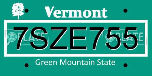 7SZE755 Vermont License Plate