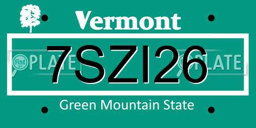 7SZI26 Vermont License Plate
