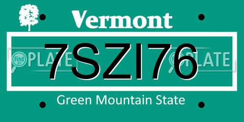 7SZI76 Vermont License Plate