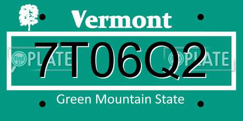 7T06Q2 Vermont License Plate