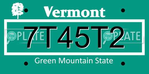7T45T2 Vermont License Plate