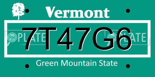 7T47G6 Vermont License Plate
