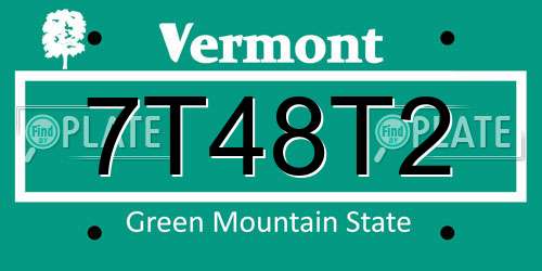 7T48T2 Vermont License Plate