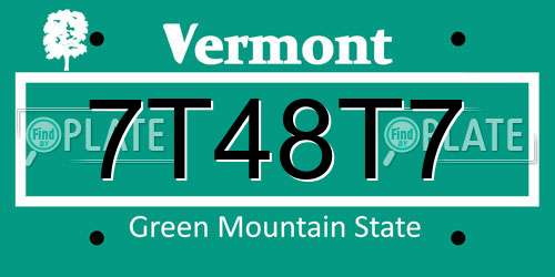 7T48T7 Vermont License Plate
