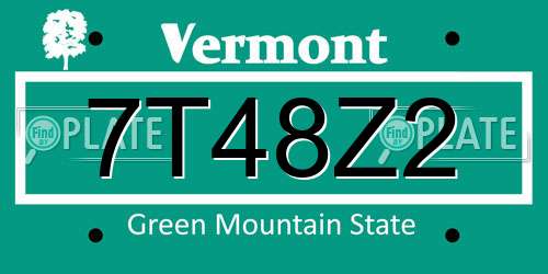 7T48Z2 Vermont License Plate