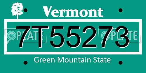 7T55273 Vermont License Plate
