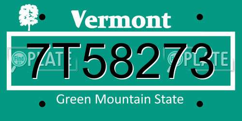 7T58273 Vermont License Plate