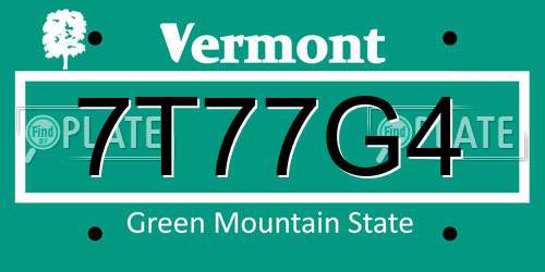 7T77G4 Vermont License Plate