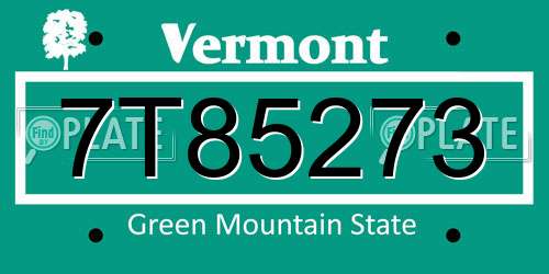 7T85273 Vermont License Plate