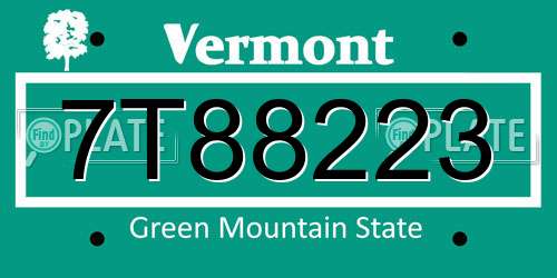 7T88223 Vermont License Plate
