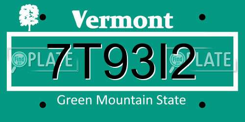 7T93I2 Vermont License Plate