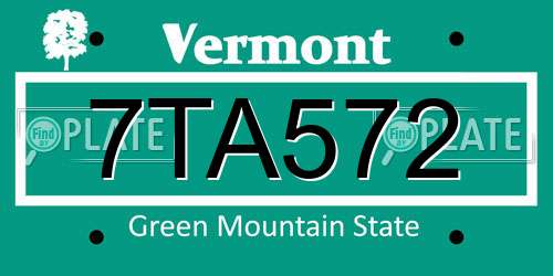 7TA572 Vermont License Plate