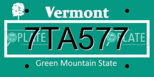 7TA577 Vermont License Plate