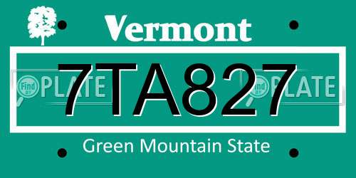 7TA827 Vermont License Plate