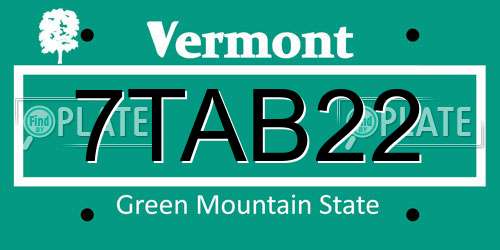 7TAB22 Vermont License Plate