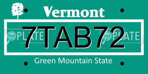 7TAB72 Vermont License Plate