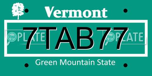 7TAB77 Vermont License Plate