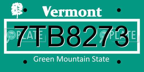 7TB8273 Vermont License Plate