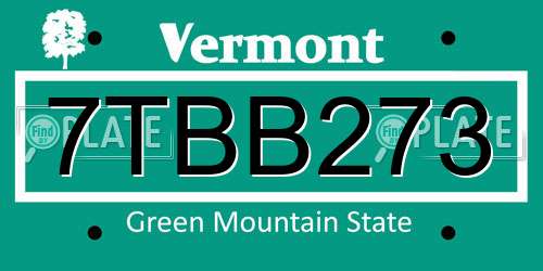 7TBB273 Vermont License Plate
