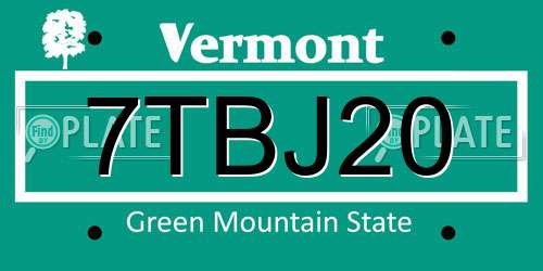7TBJ20 Vermont License Plate