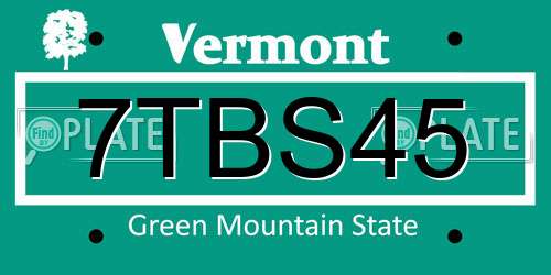 7TBS45 Vermont License Plate